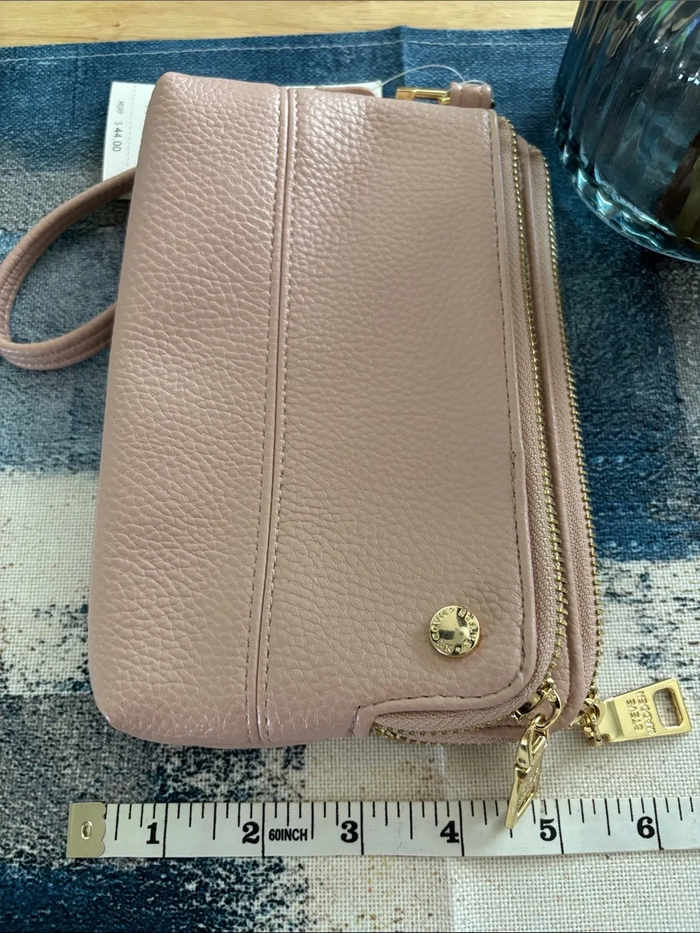 Steve Madden Pink Pebbled Leather Wristlet Clutch